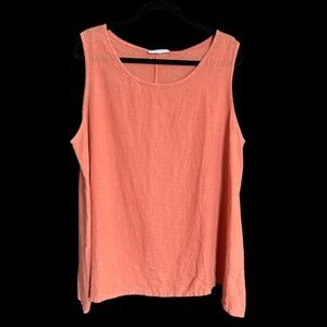 Bryn Walker 100% linen Pira Coral Peach Tank Top Size XL Extra Large Loose Fit